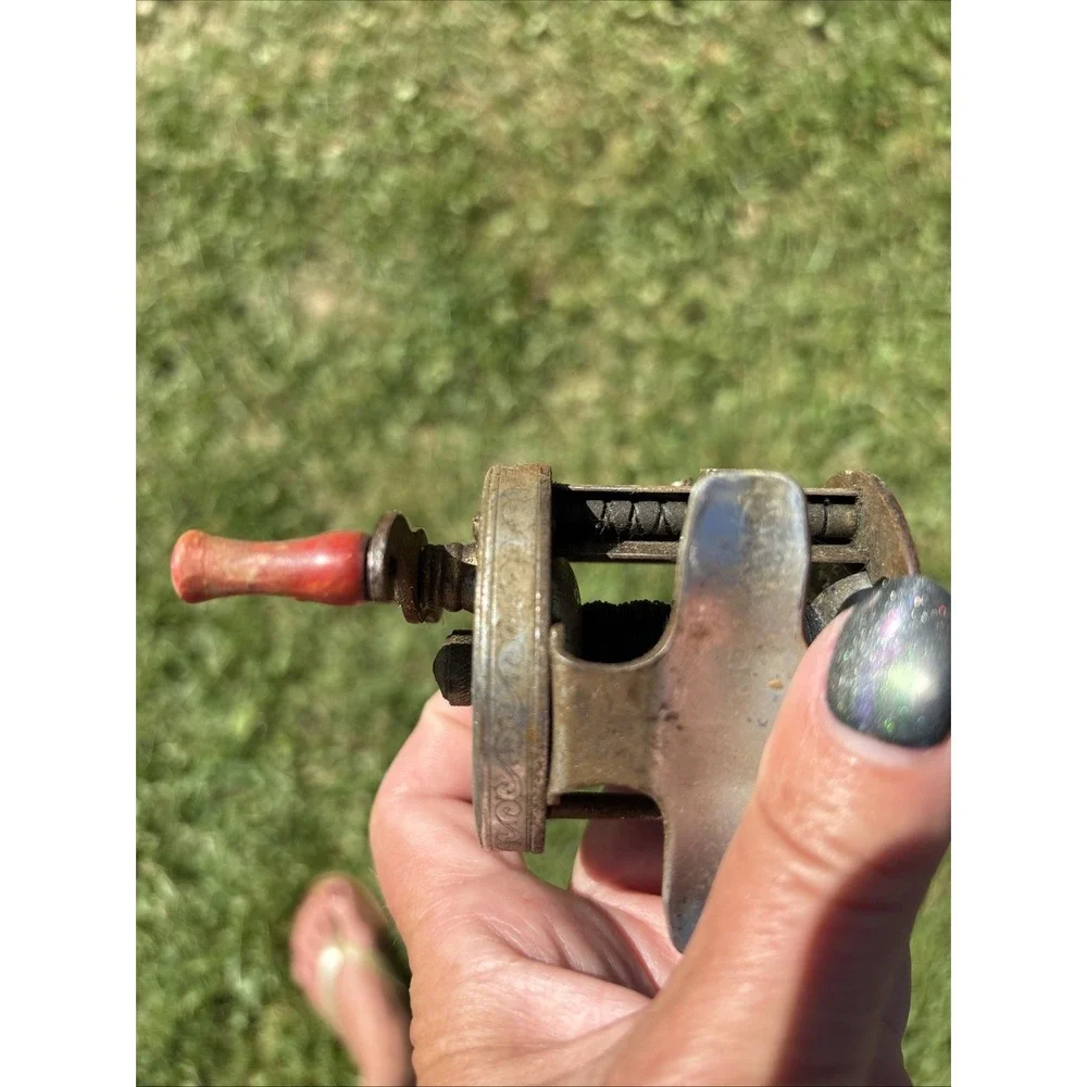 Red River Vintage Casting Fishing Reel - Red Handles, Metal Body